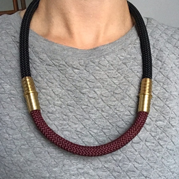 Necklace with 3/8’’ rope and brass pieces - Picture 1 of 4
